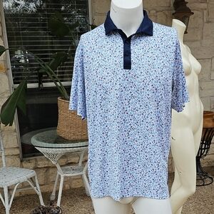 Walter Hagen Performance 11 Navy and White Squirrel Golfer Pattern Polo Shirt L